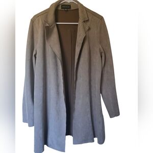 Premise Tan Faux Suede Leather Open Front Jacket/Blazer Size M